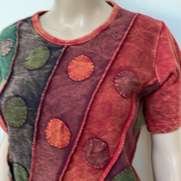Boho patchwork t shirt made in Nepal - Picture 3 of 6